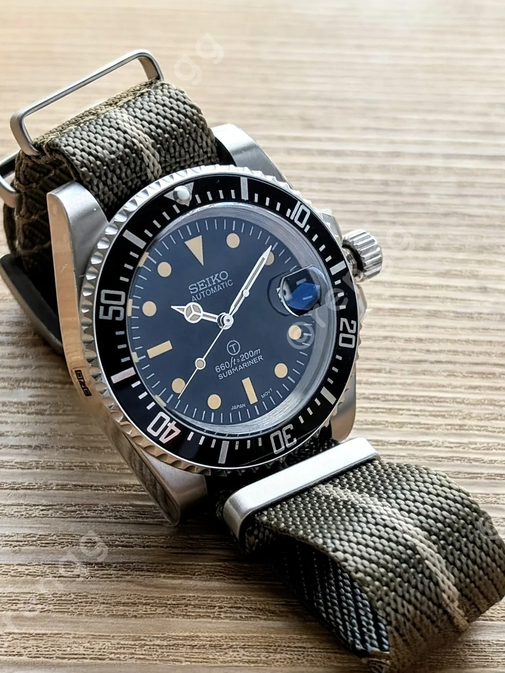 Automatic Vintage Black Seiko 40mm Submariner Dive Mod Watch Sapphire 24jewels - Picture 4 of 10